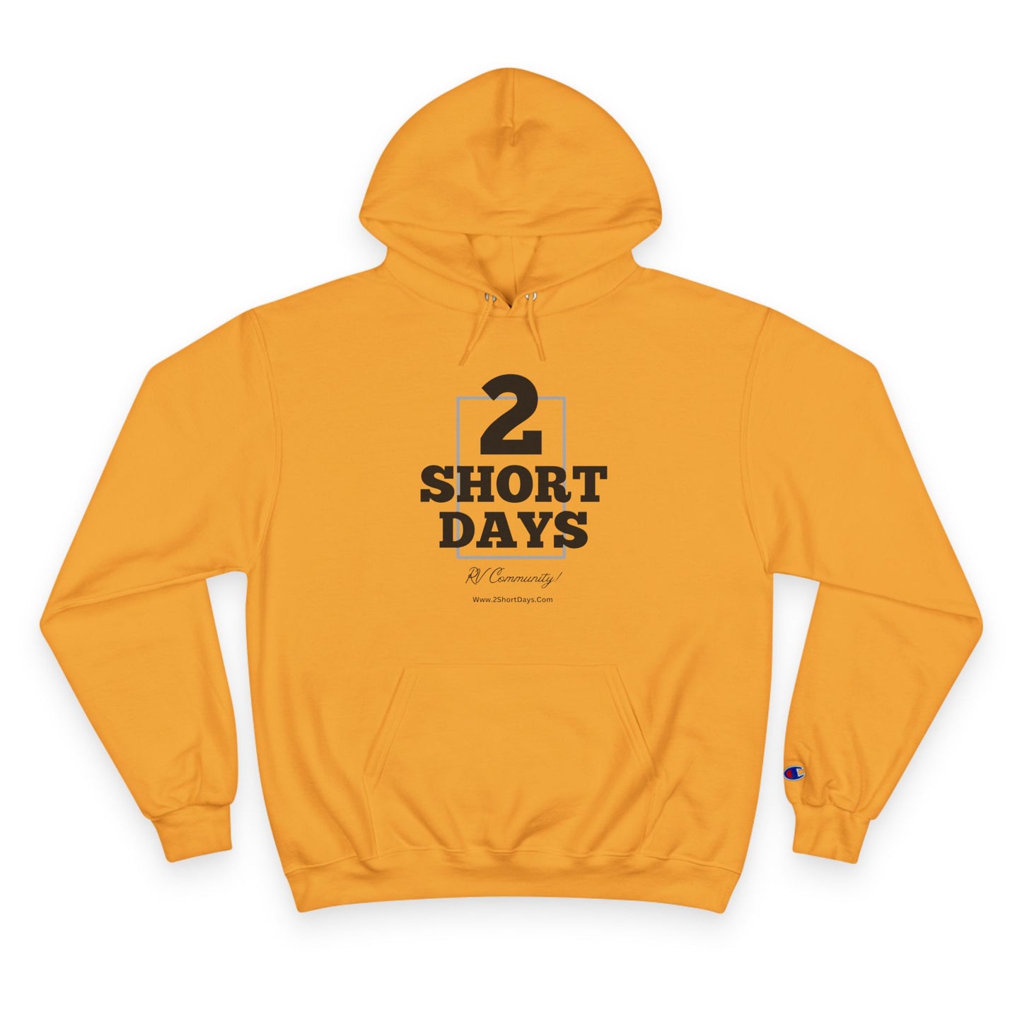 2SHORTDAYS  - Original - Black -! V2 Champion Hoodie - Cozy Urban Apparel, Gift for RV Lovers, Camping Sweatshirt, Statement Hoodie, Travel Clothing