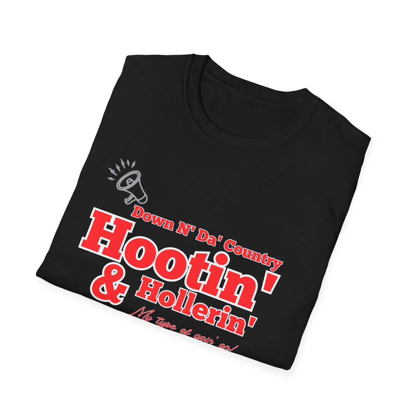 Hootin'& Hollerin' - Plain - Black - Unisex Softstyle T-Shirt, Casual Wear for Travel Lovers, Gift for Adventurers, Perfect for Road Trips, Summer Vibes